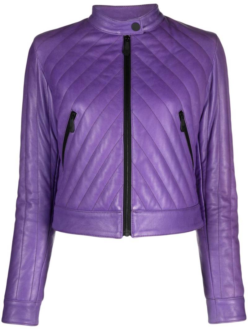 Philipp Plein matelassé leather biker jacket - Purple von Philipp Plein