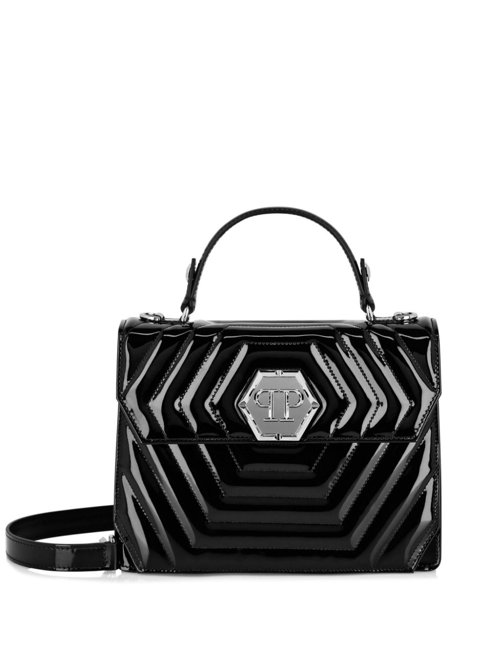 Philipp Plein medium Superheroin leather handle bag - Black von Philipp Plein