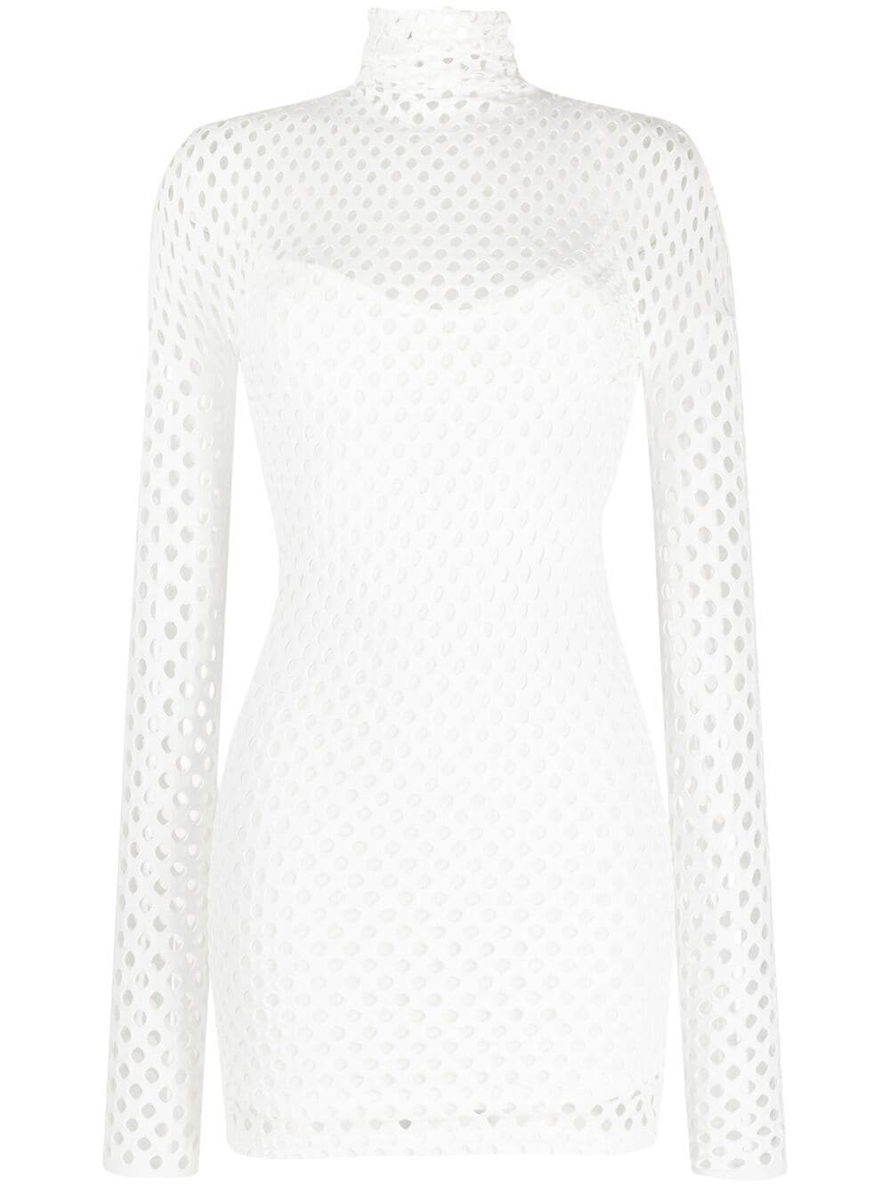 Philipp Plein mesh-overlay long-sleeve minidress - White von Philipp Plein