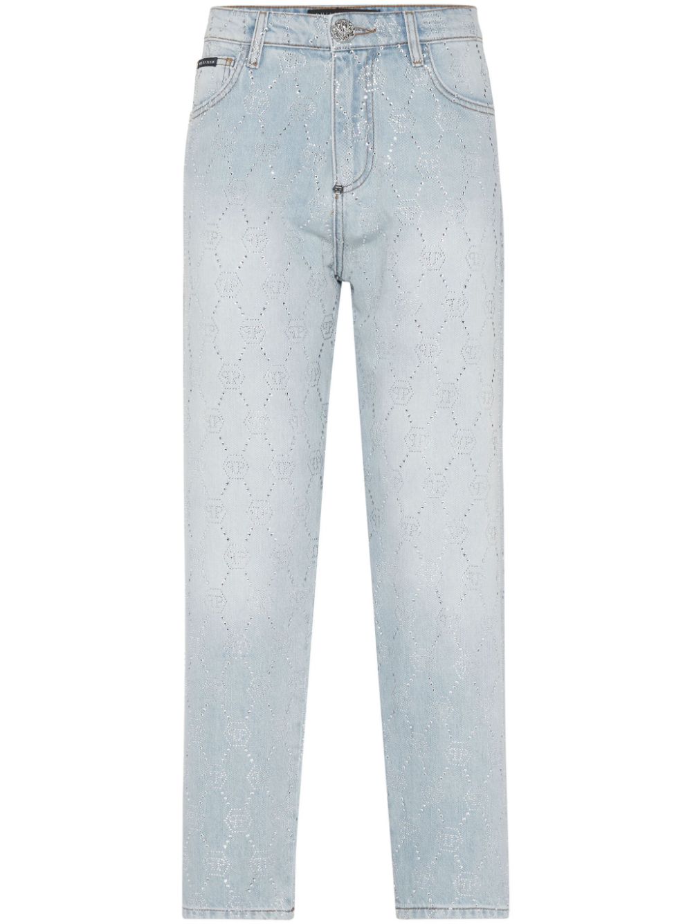 Philipp Plein monogram crystal-embellished jeans - Blue von Philipp Plein