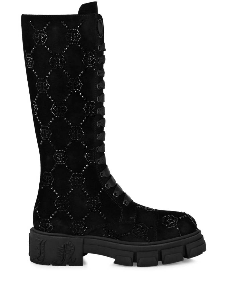 Philipp Plein monogram-embellished suede boots - Black von Philipp Plein