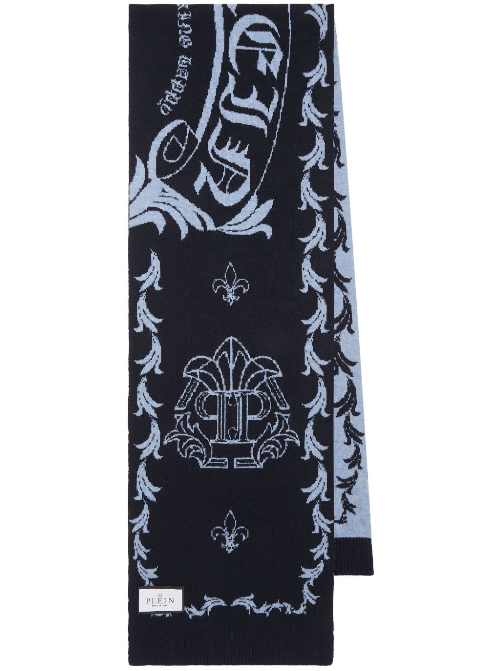 Philipp Plein monogram-motif merino scarf - Blue von Philipp Plein