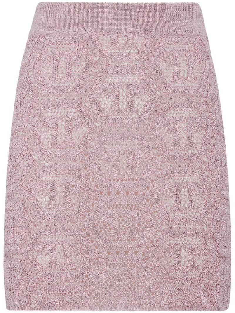 Philipp Plein monogram-pattern knitted miniskirt - Pink von Philipp Plein