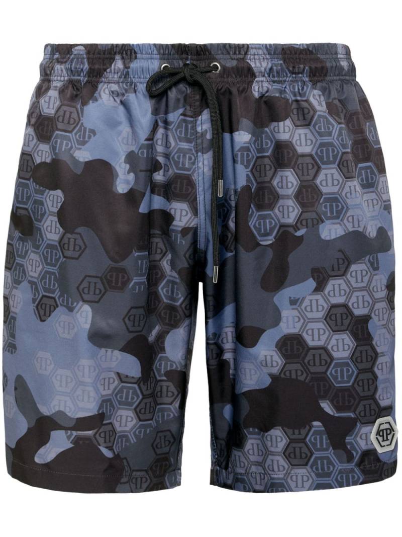 Philipp Plein monogram pattern swim shorts - Blue von Philipp Plein