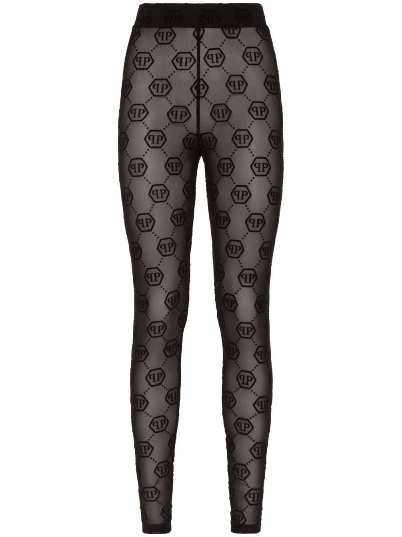 Philipp Plein monogram-pattern tulle leggings - Black von Philipp Plein