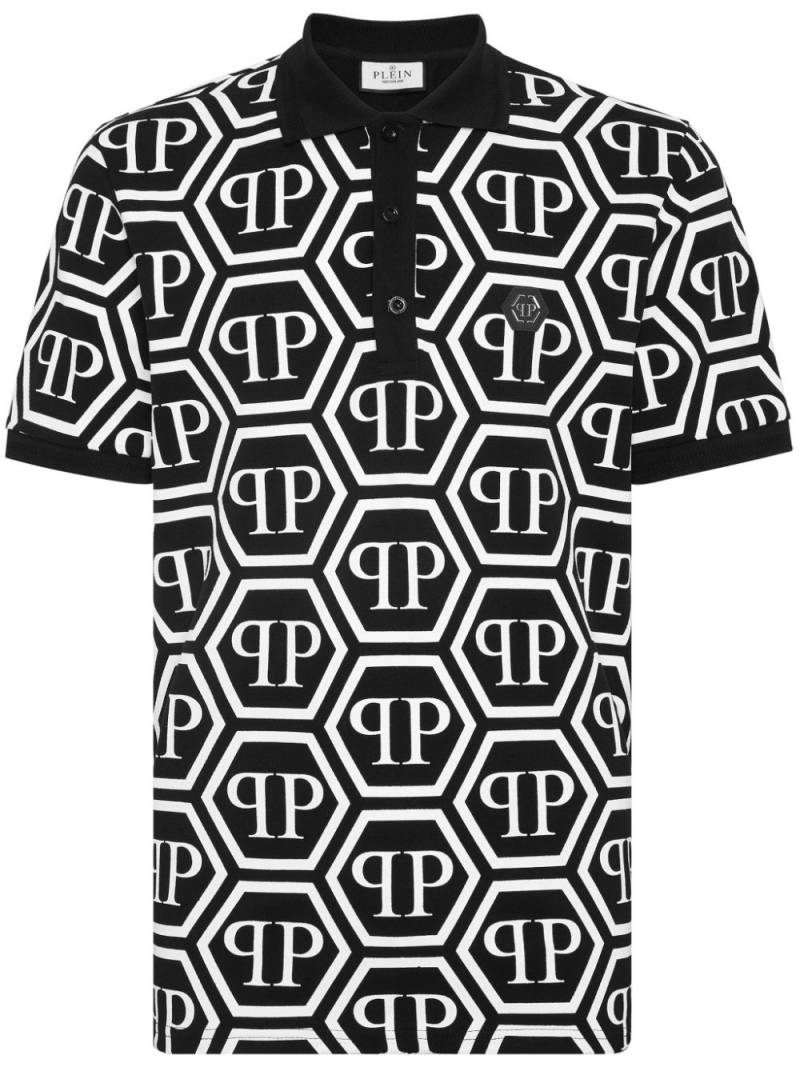 Philipp Plein monogram-print cotton polo shirt - Black von Philipp Plein