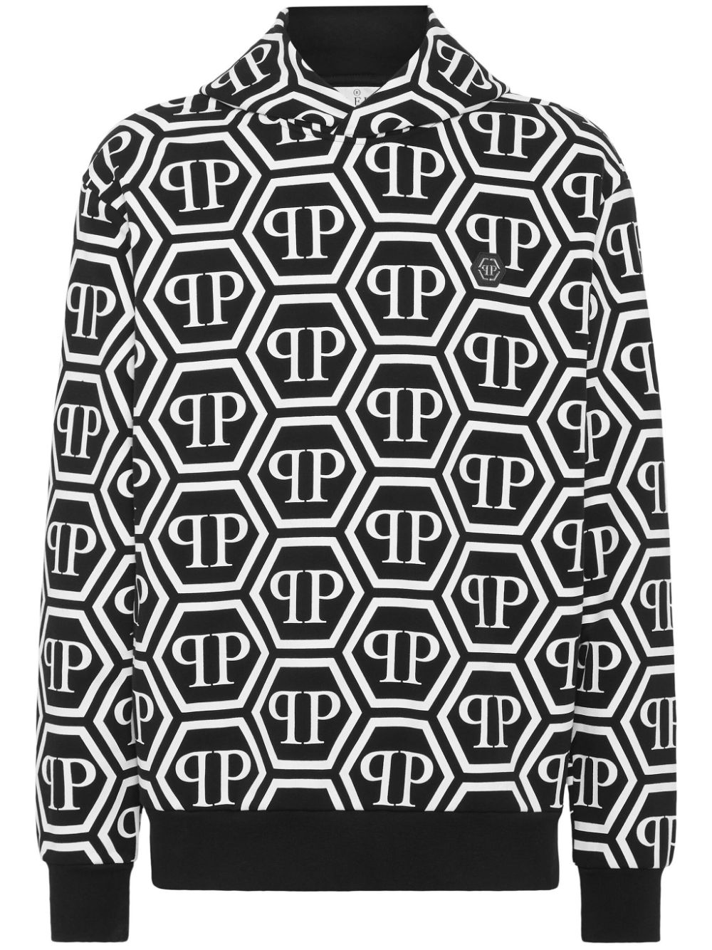 Philipp Plein monogram-print jersey hoodie - Black von Philipp Plein