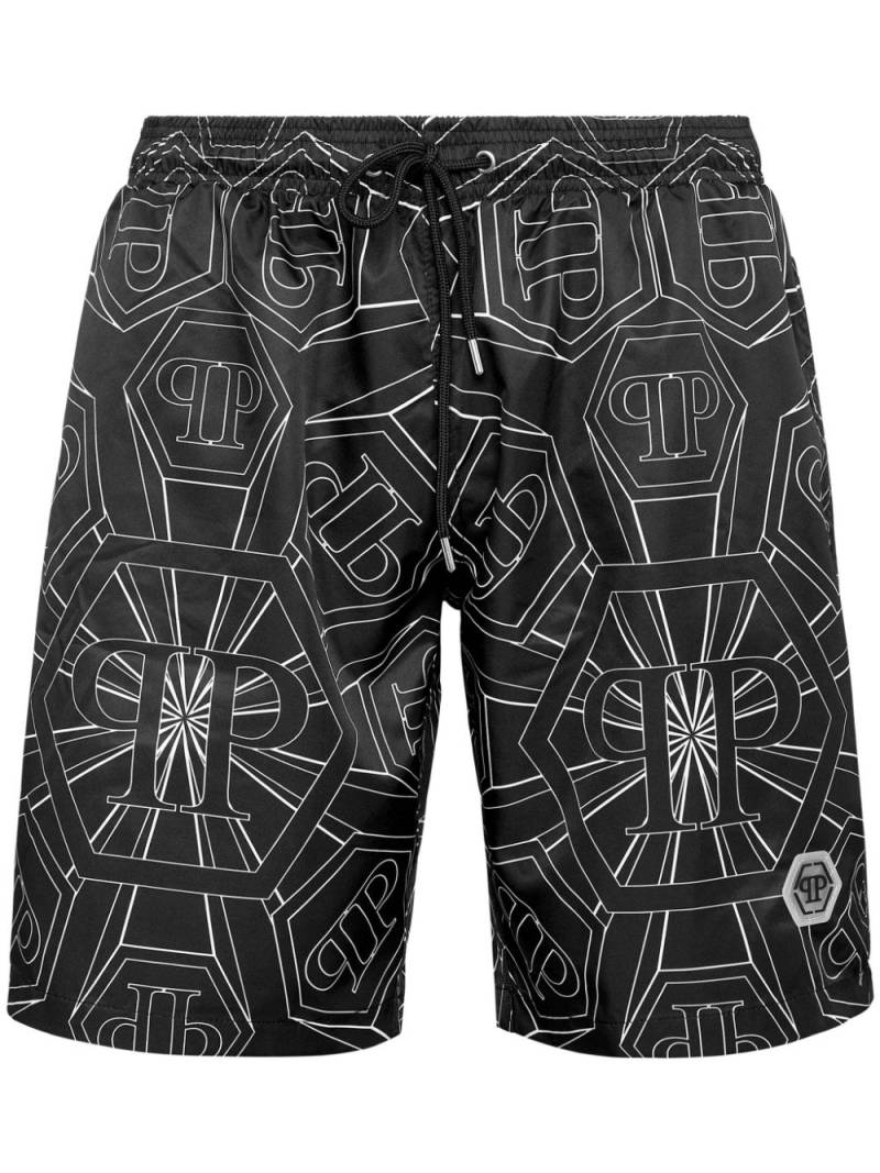 Philipp Plein monogram-print swim shorts - Black von Philipp Plein