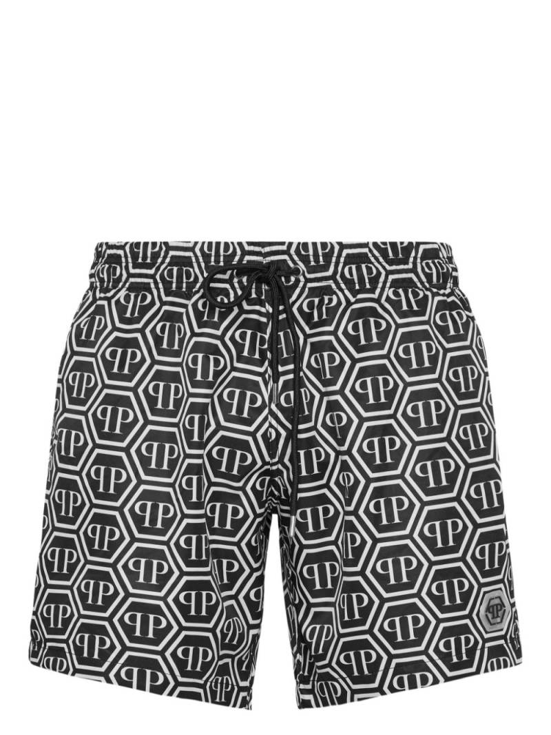 Philipp Plein monogram-print swim shorts - Black von Philipp Plein