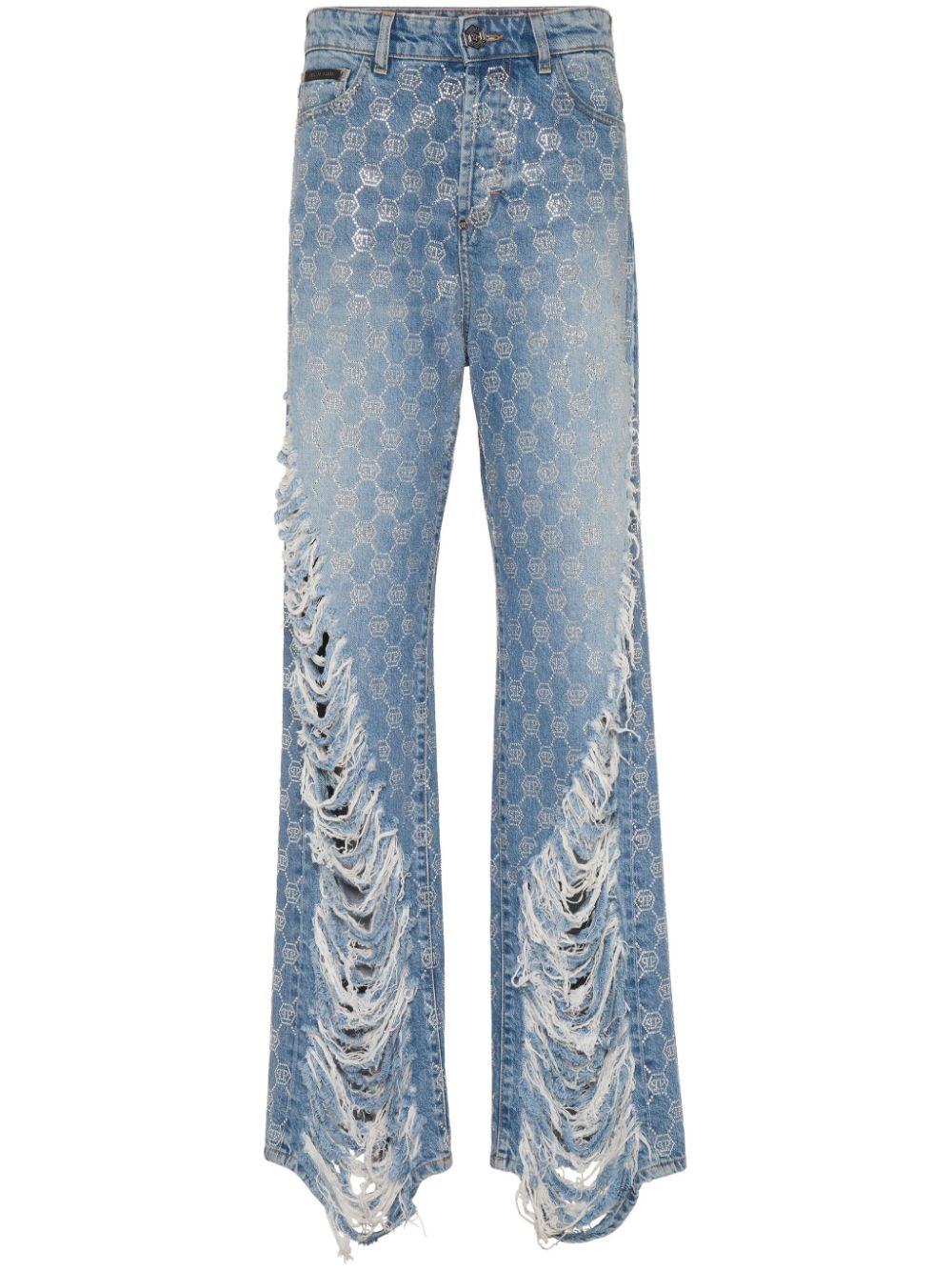 Philipp Plein monogram strass jeans - Blue von Philipp Plein