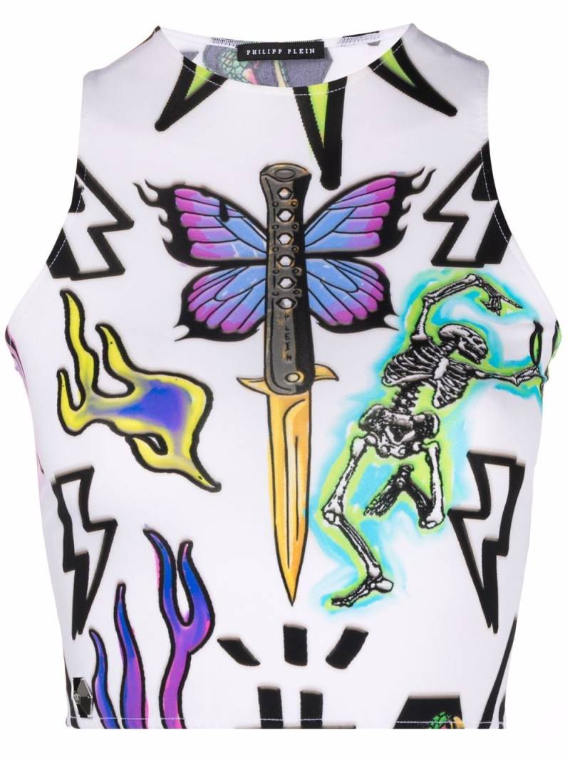 Philipp Plein monogram tattoo crop top - White von Philipp Plein