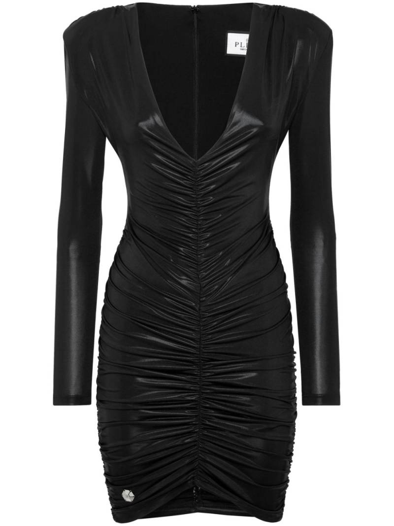 Philipp Plein padded-shoulder lamé minidress - Black von Philipp Plein