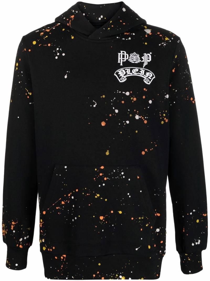 Philipp Plein paint splatter-print pullover hoodie - Black von Philipp Plein