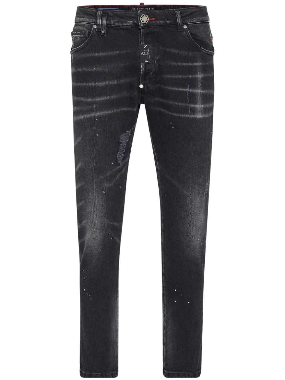 Philipp Plein paint-splatter skinny-cut jeans - Black von Philipp Plein