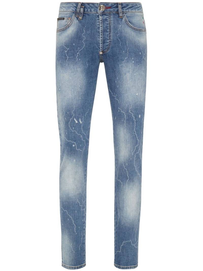 Philipp Plein paint-splatter straight-leg jeans - Blue von Philipp Plein