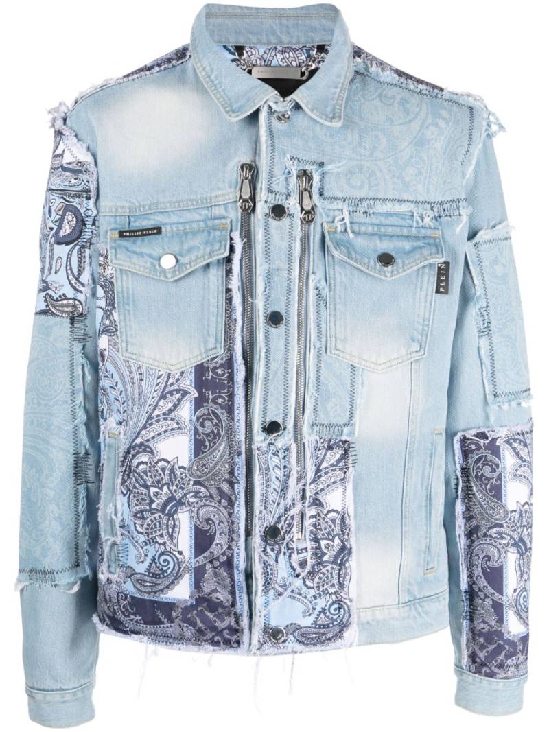 Philipp Plein paisley bandana-print denim jacket - Blue von Philipp Plein