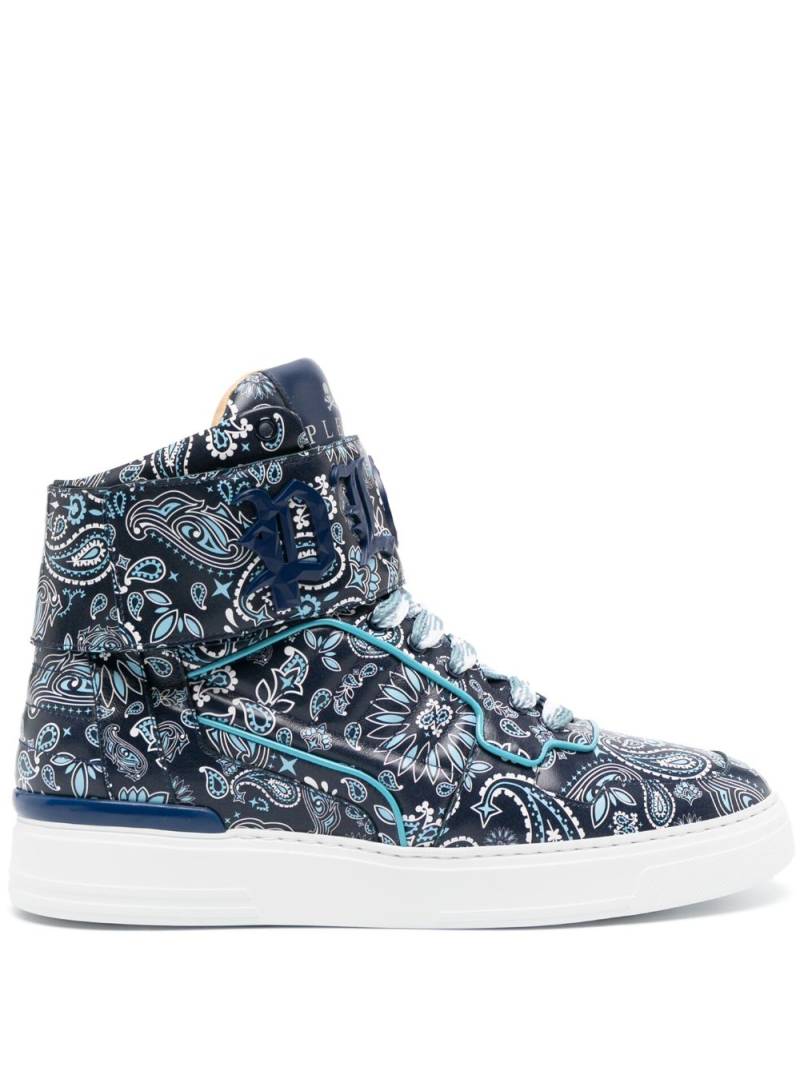 Philipp Plein paisley-print hi-top sneakers - Blue von Philipp Plein