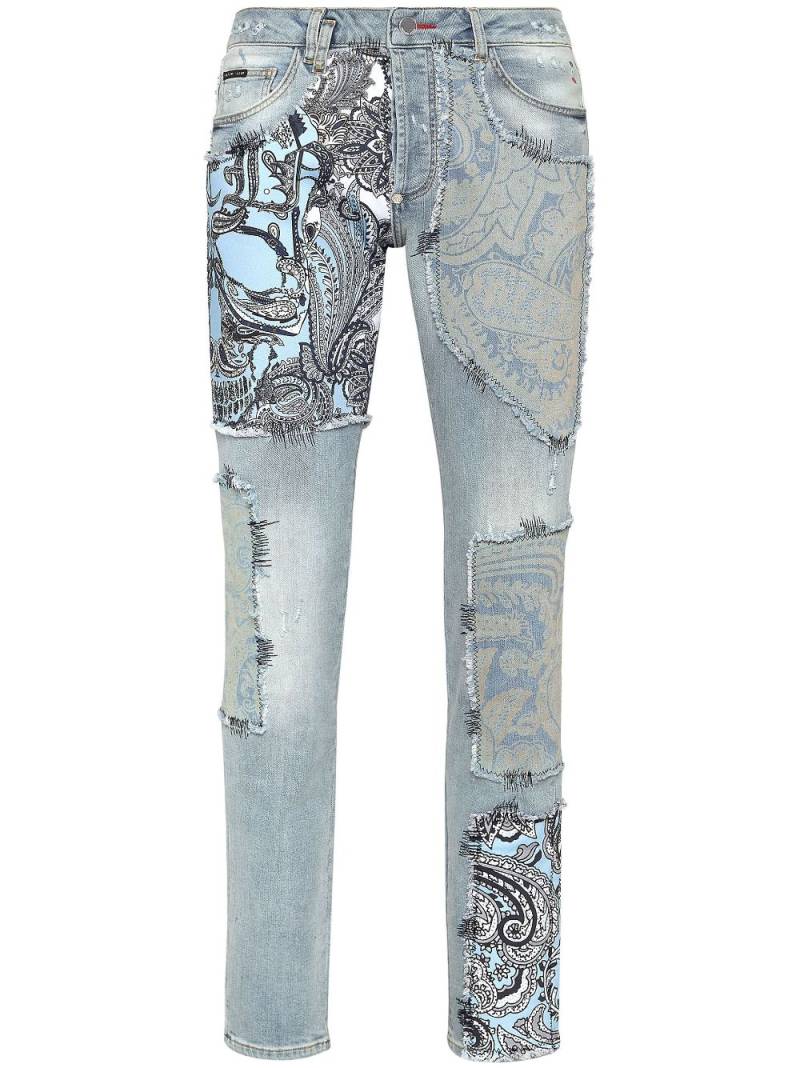 Philipp Plein paisley-print straight-let jeans - Blue von Philipp Plein