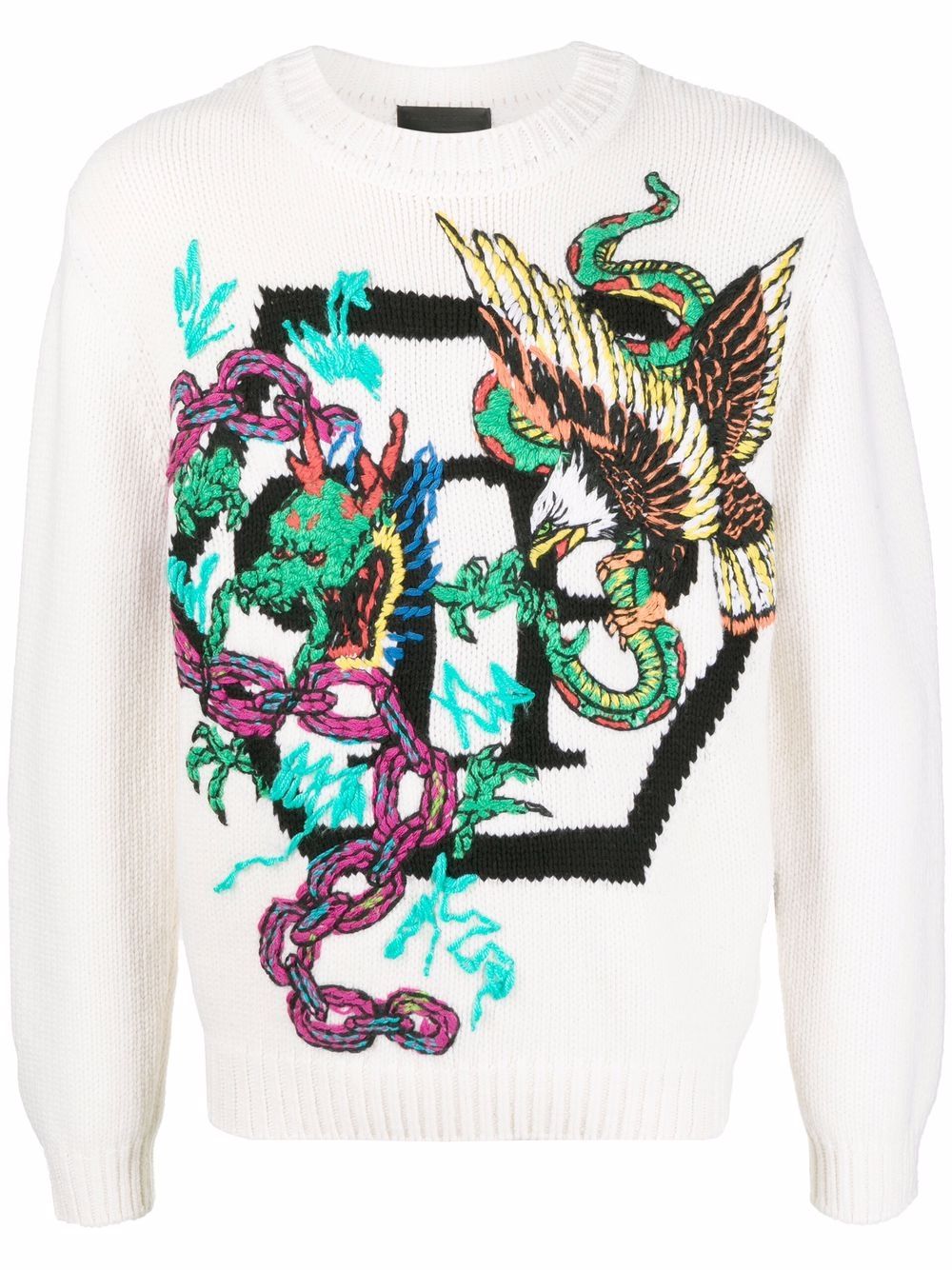 Philipp Plein patterned intarsia-knit jumper - White von Philipp Plein