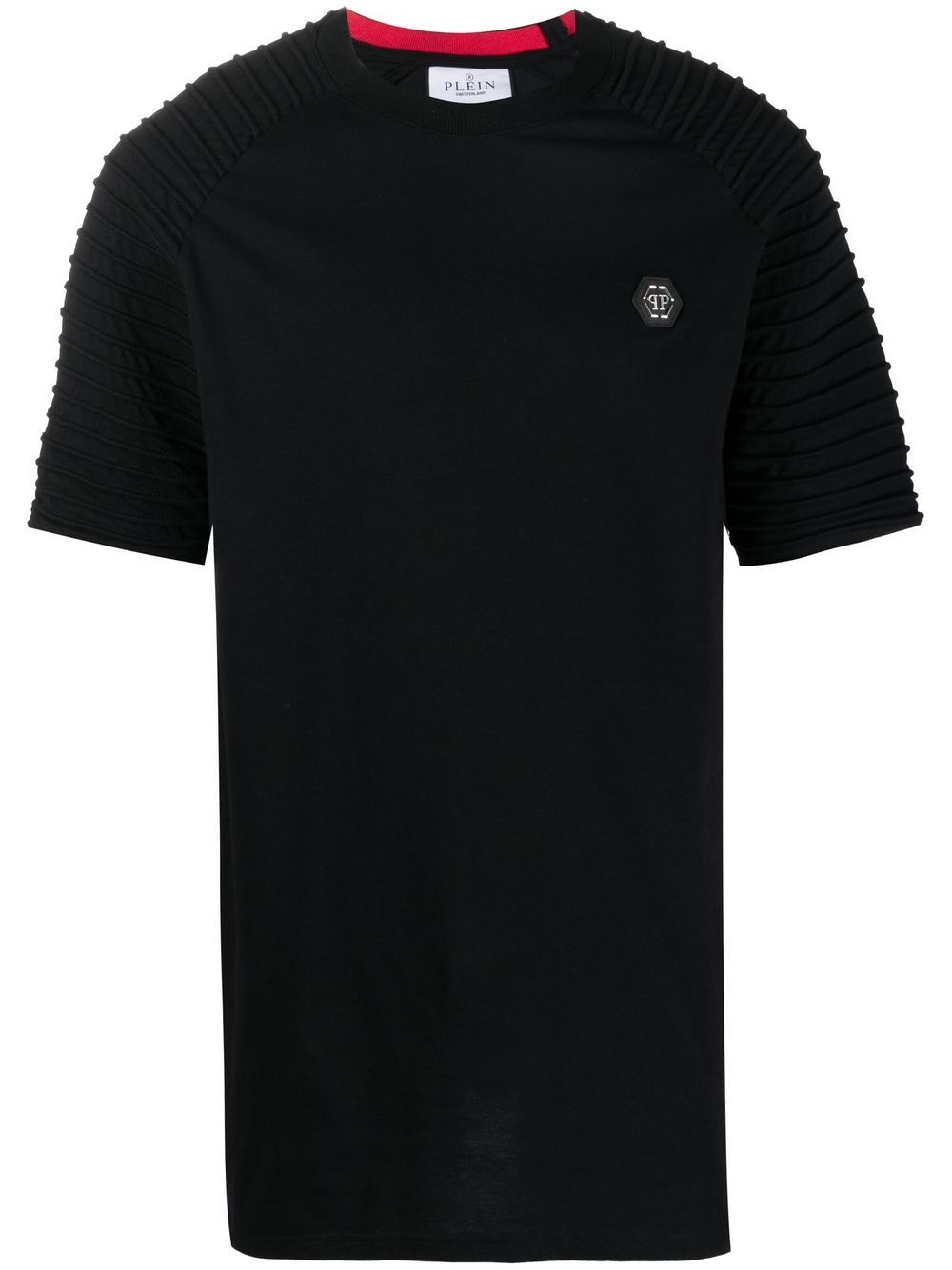 Philipp Plein pleat-detail logo T-shirt - Black von Philipp Plein