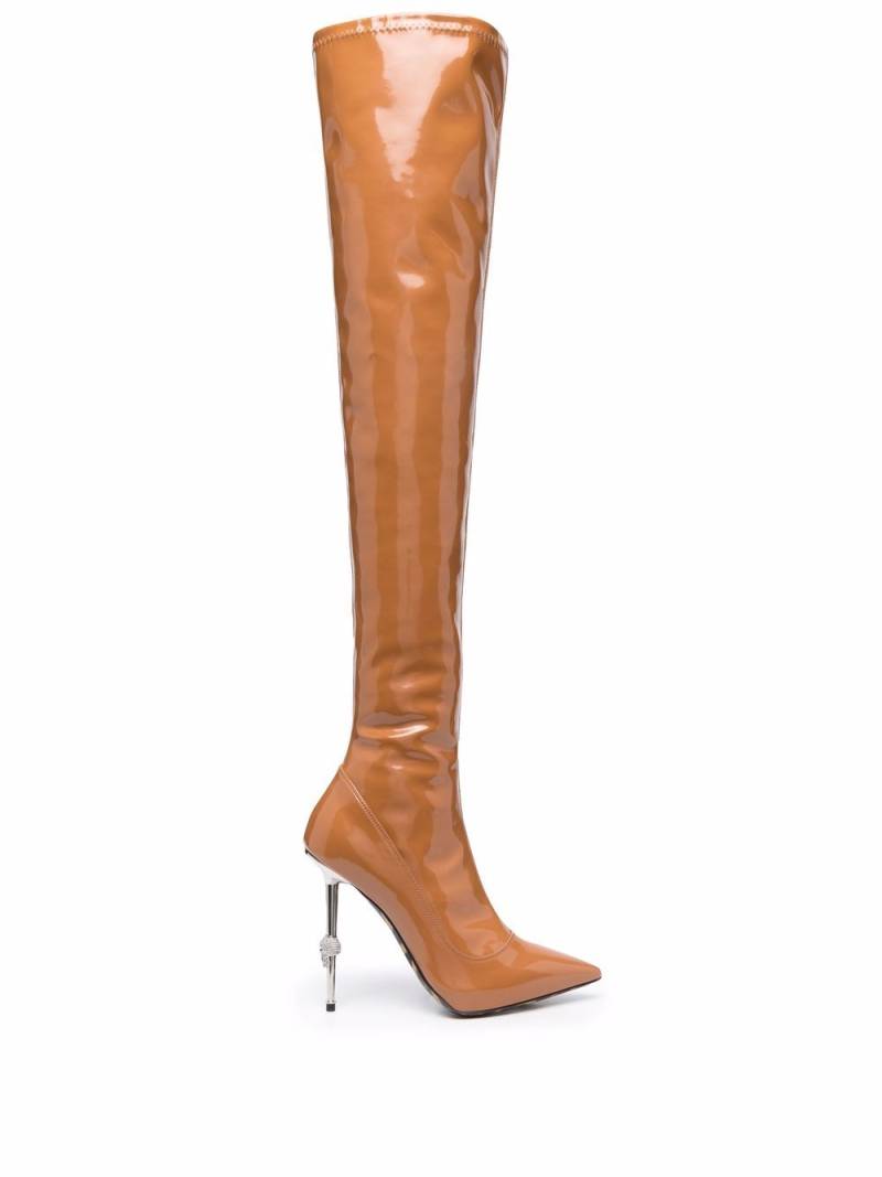 Philipp Plein pointed thigh-high boots - Brown von Philipp Plein