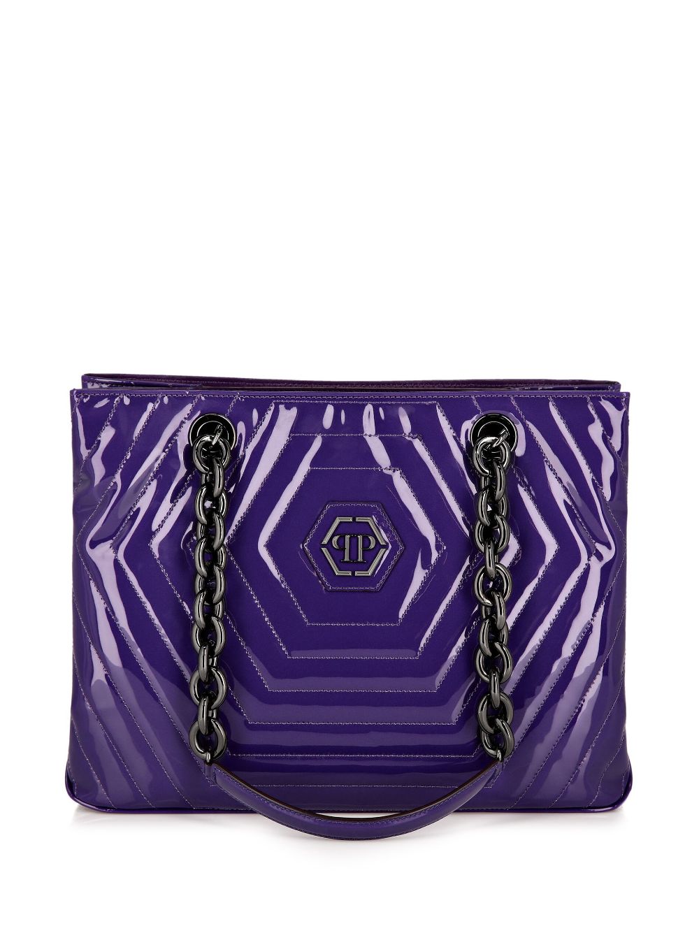 Philipp Plein quilted patent-leather shoulder bag - Purple von Philipp Plein