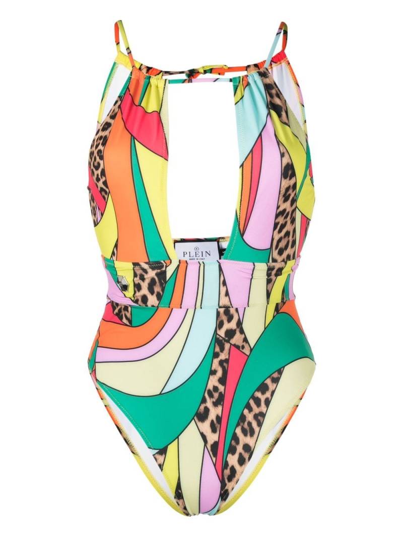 Philipp Plein rainbow patchwork-print monokini - Green von Philipp Plein