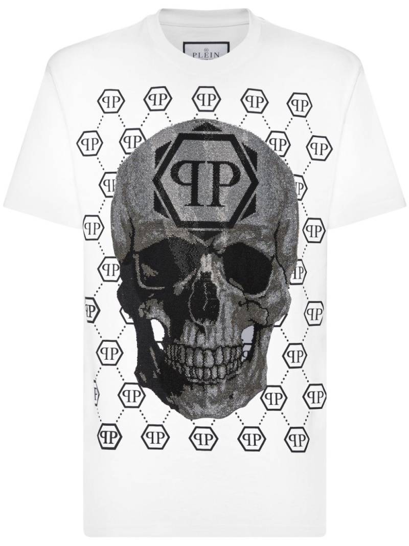 Philipp Plein rhinestone-embellished cotton t-shirt - White von Philipp Plein