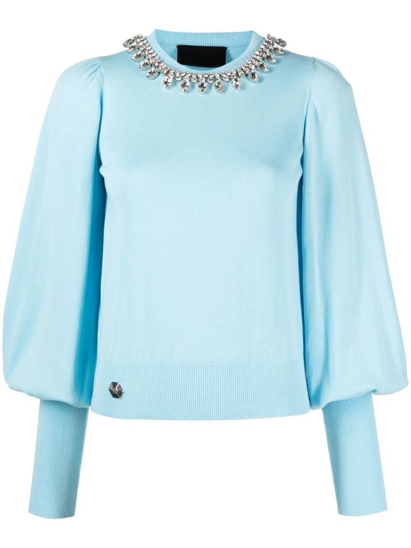 Philipp Plein rhinestone-embellished jumper - Blue von Philipp Plein