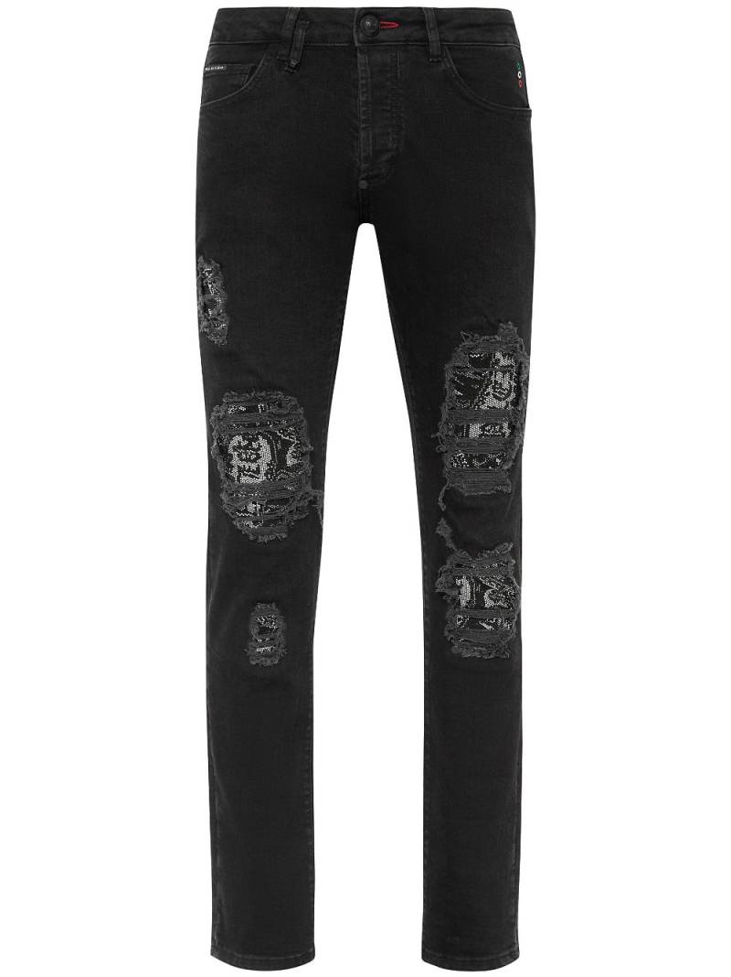 Philipp Plein rhinestone-embellished low-rise skinny jeans - Black von Philipp Plein