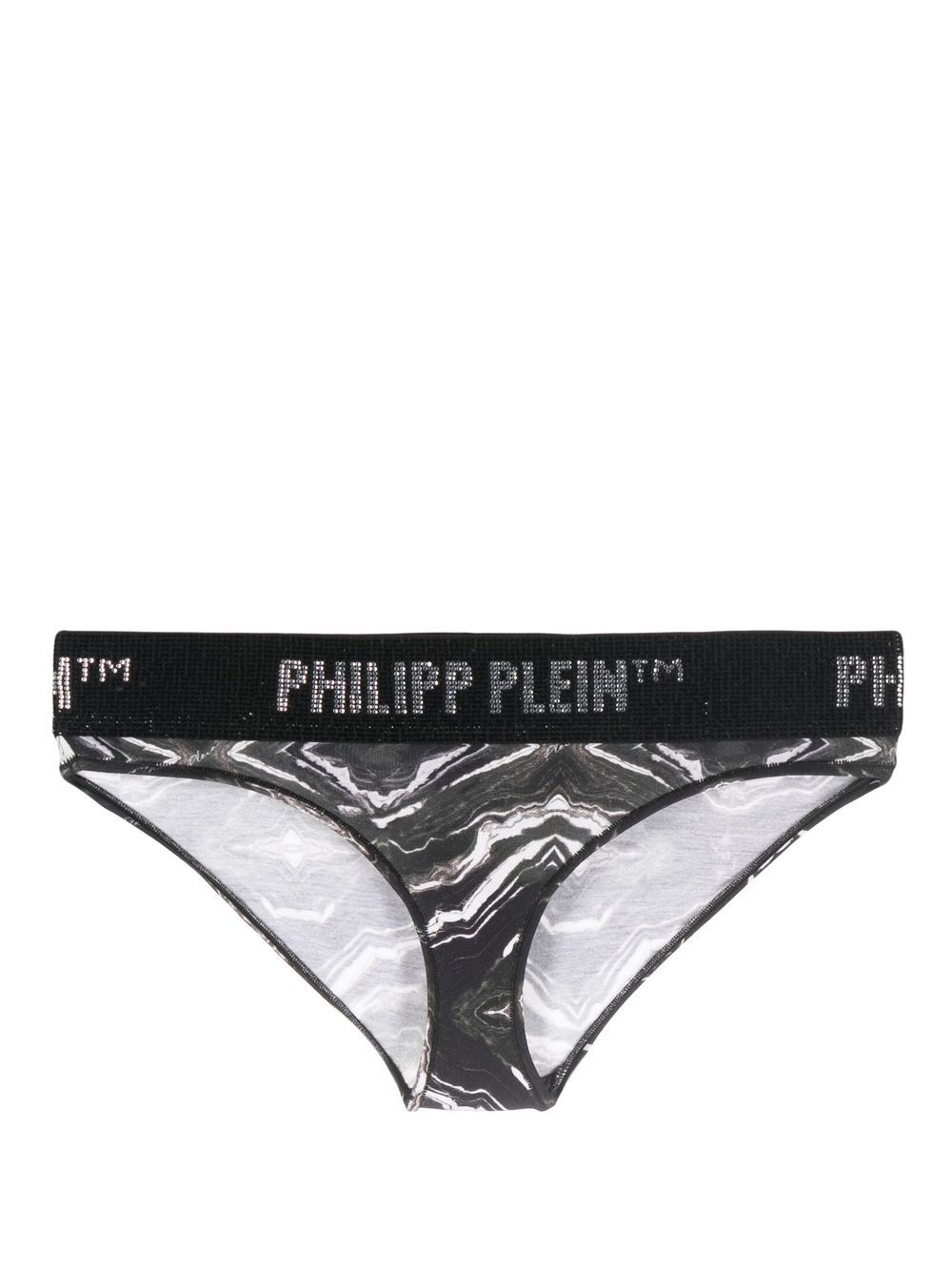 Philipp Plein rhinestone logo-waistband briefs - Black von Philipp Plein