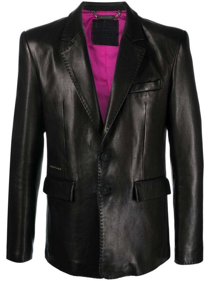 Philipp Plein single-breasted leather blazer - Black von Philipp Plein