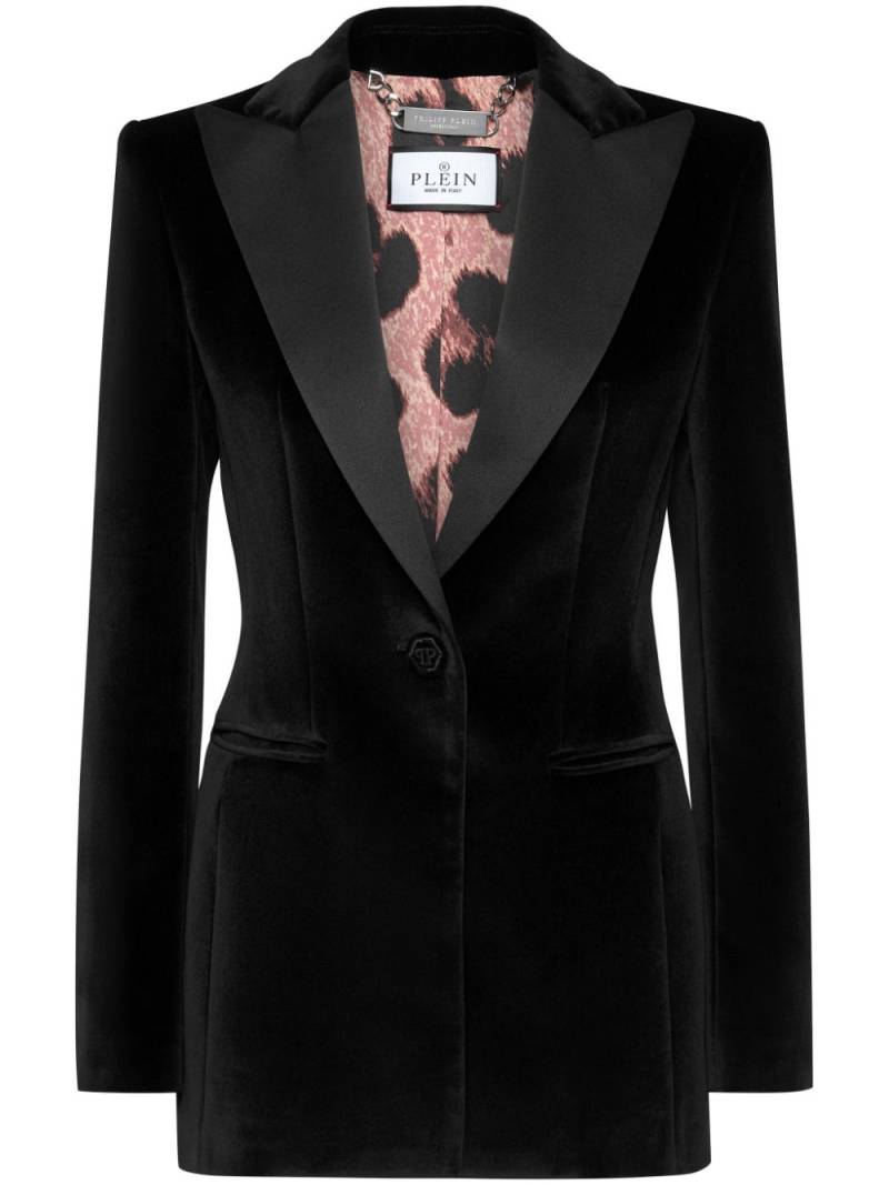 Philipp Plein skull-appliqué velvet blazer - Black von Philipp Plein