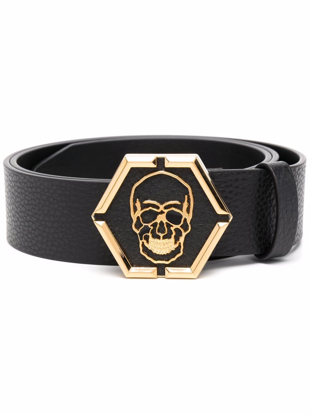 Philipp Plein skull buckle leather belt - Black von Philipp Plein