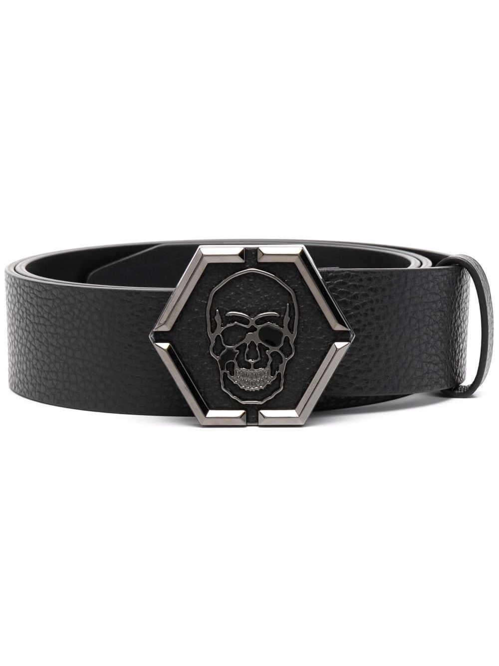 Philipp Plein skull buckle leather belt - Black von Philipp Plein