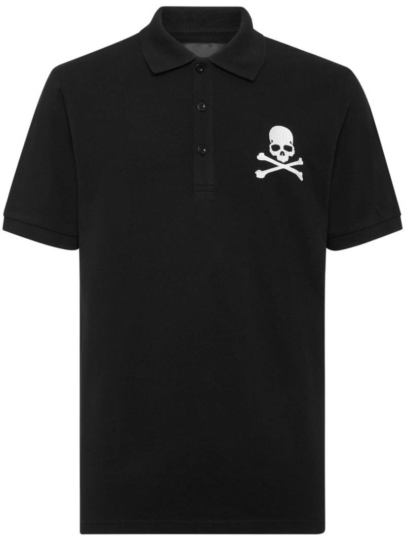 Philipp Plein skull-embroidered cotton polo shirt - Black von Philipp Plein