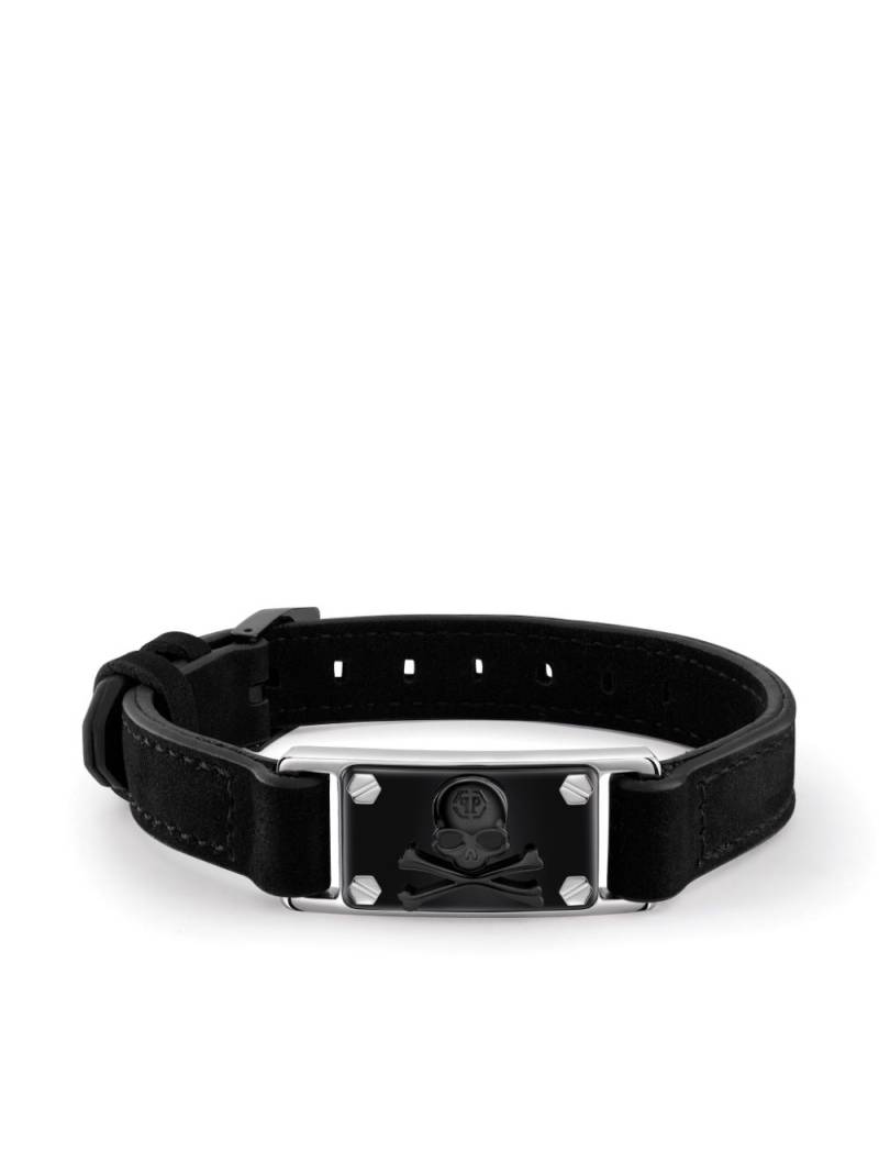 Philipp Plein skull leather bracelet - Black von Philipp Plein