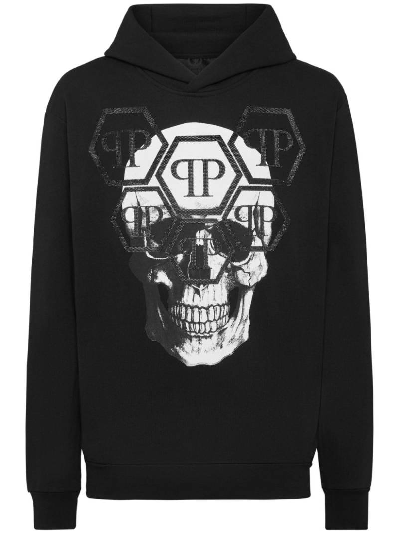 Philipp Plein skull-print cotton hoodie - Black von Philipp Plein