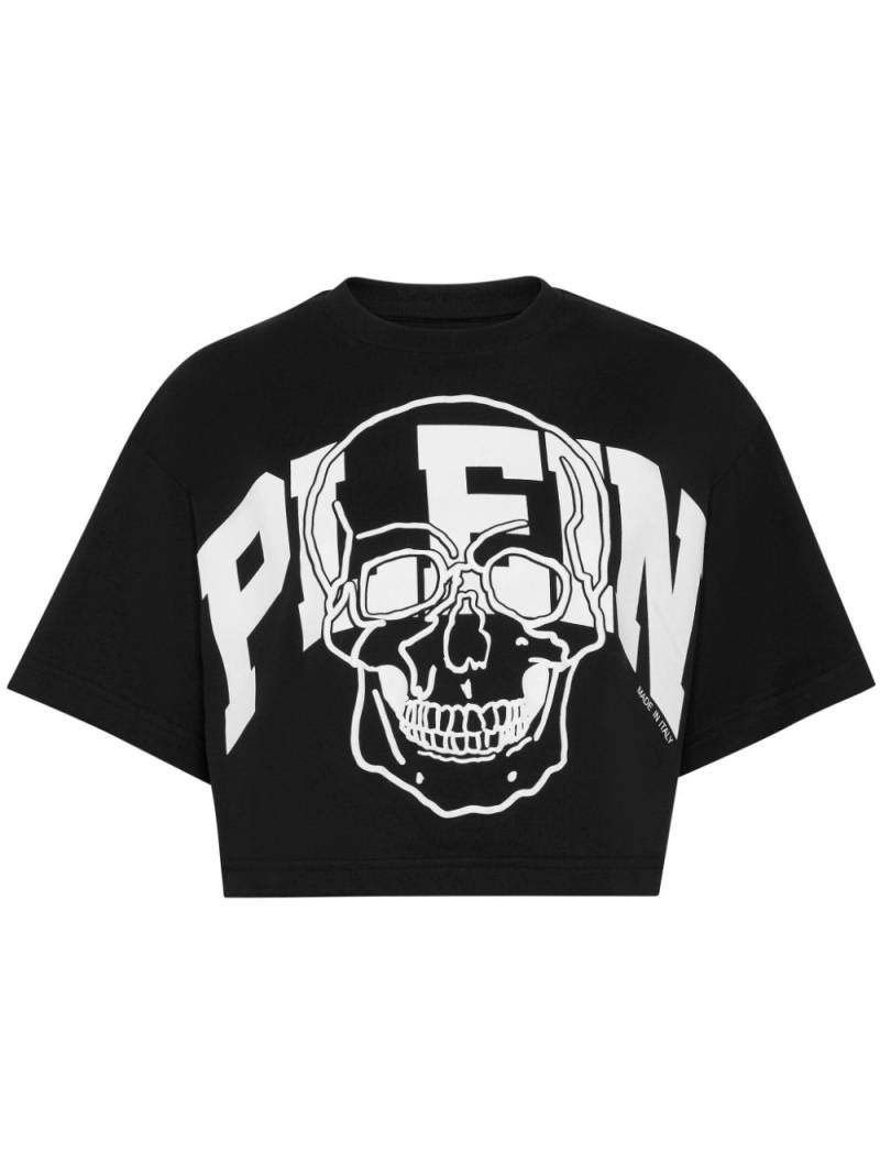 Philipp Plein skull-print cropped cotton T-shirt - Black von Philipp Plein