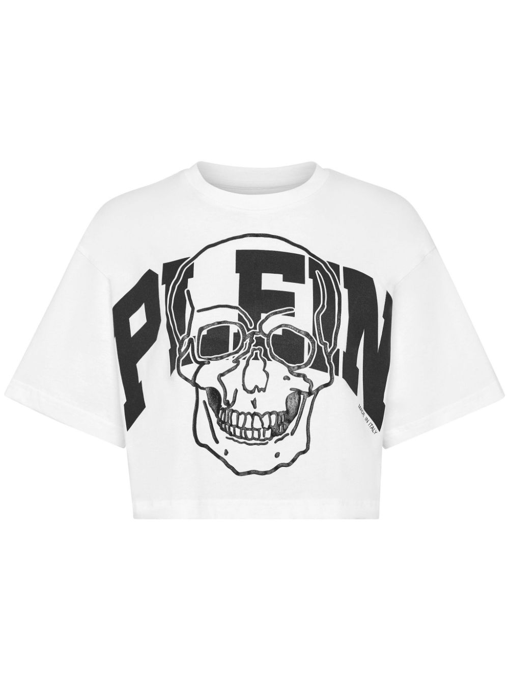 Philipp Plein skull-print cropped cotton T-shirt - White von Philipp Plein
