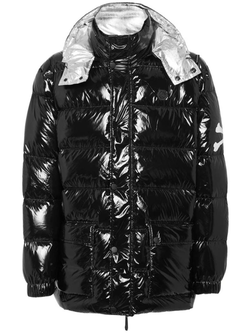 Philipp Plein skull-print detachable-hood padded coat - Black von Philipp Plein