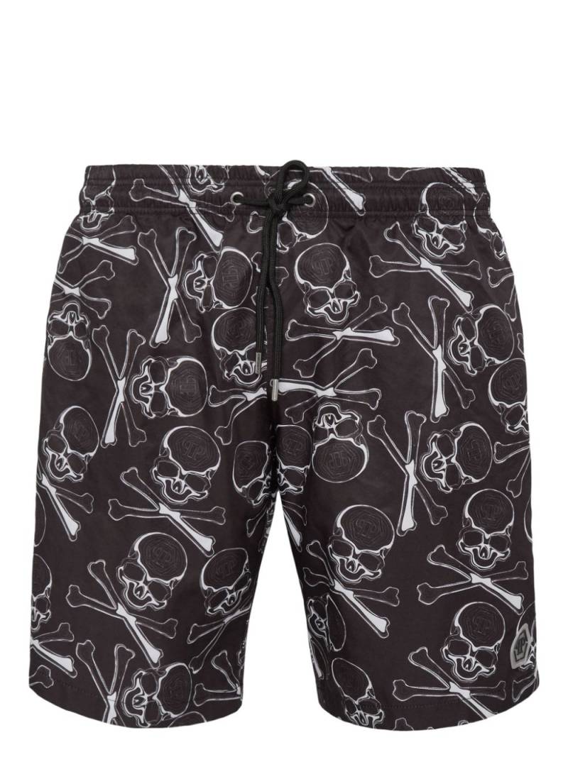 Philipp Plein skull-print drawstring swim trunks - Black von Philipp Plein