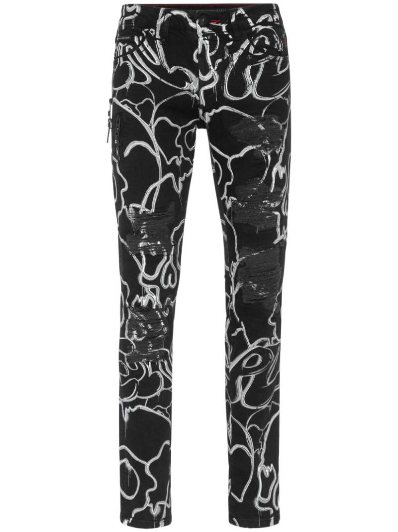 Philipp Plein skull&bones straight-leg jeans - Black von Philipp Plein