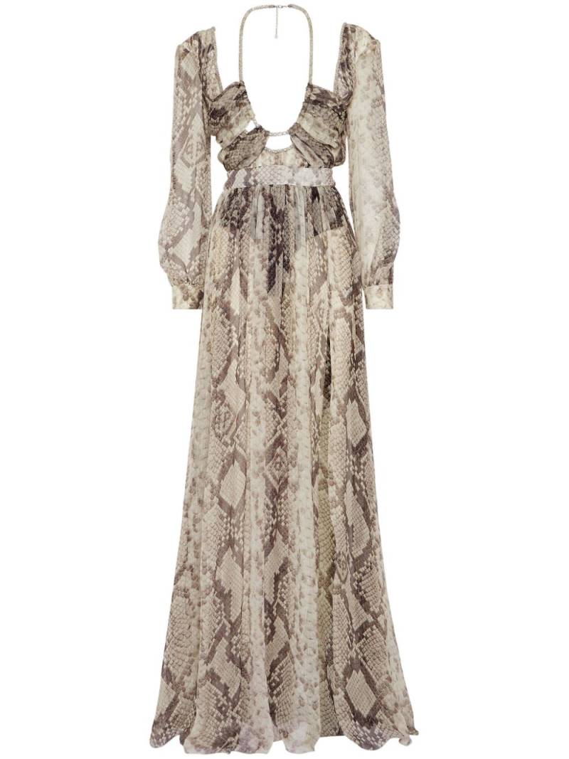 Philipp Plein snakeskin-print silk maxi dress - Neutrals von Philipp Plein