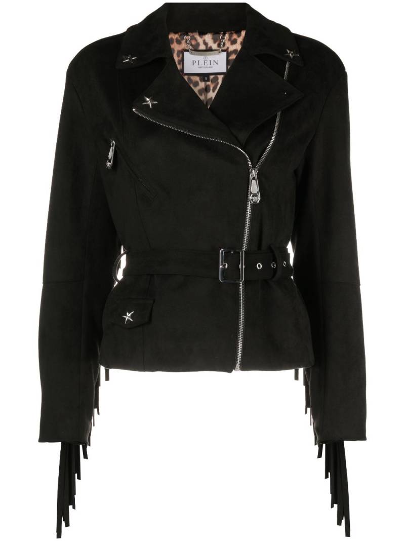 Philipp Plein star studded fringed biker jacket - Black von Philipp Plein