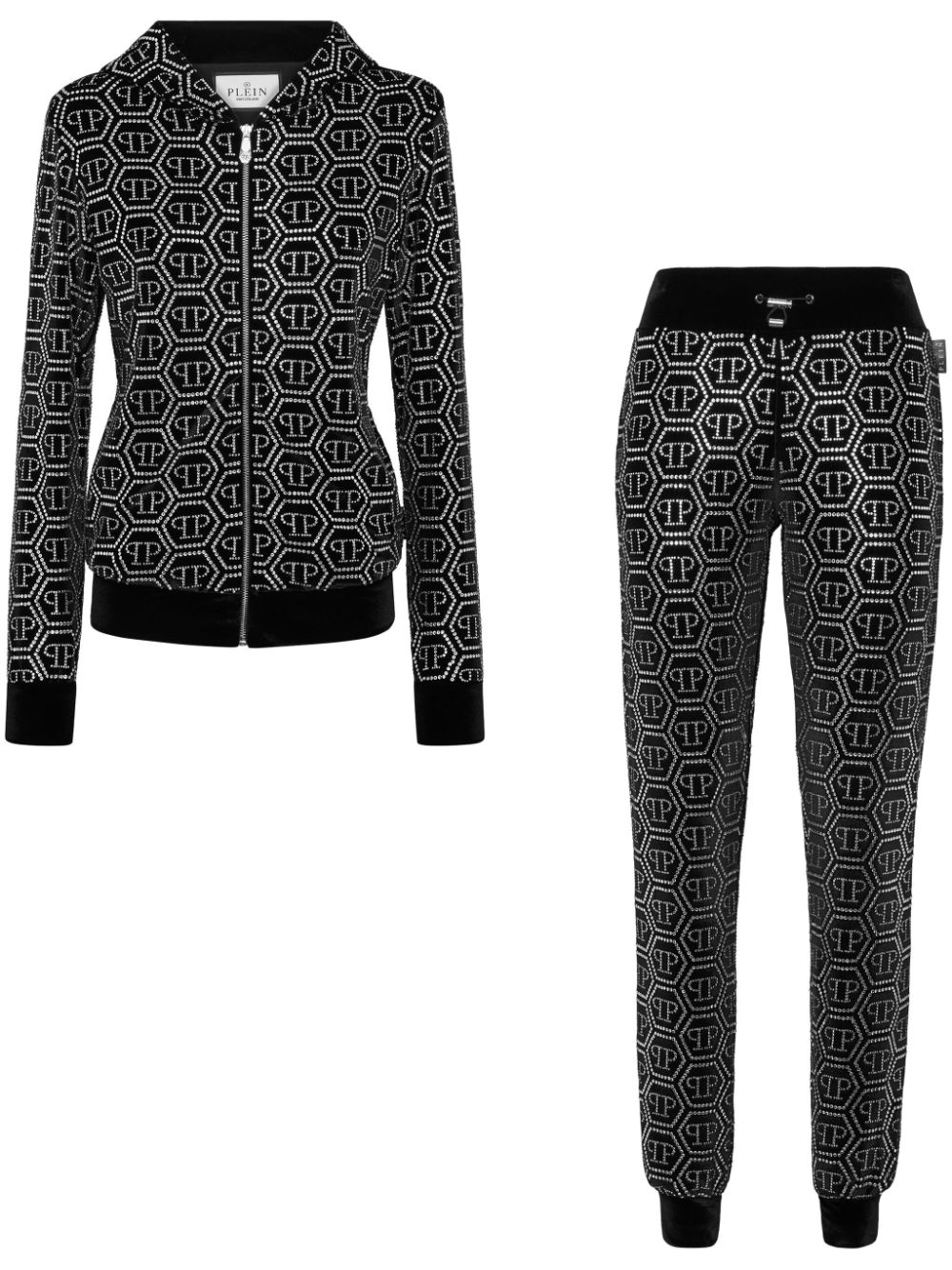 Philipp Plein strass-monogramm chenille tracksuit - Black von Philipp Plein