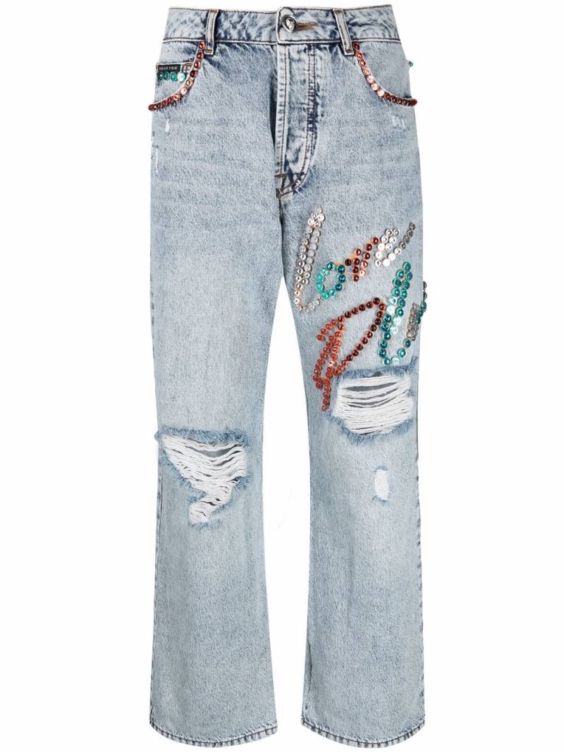 Philipp Plein stud-embellished wide-leg jeans - Blue von Philipp Plein