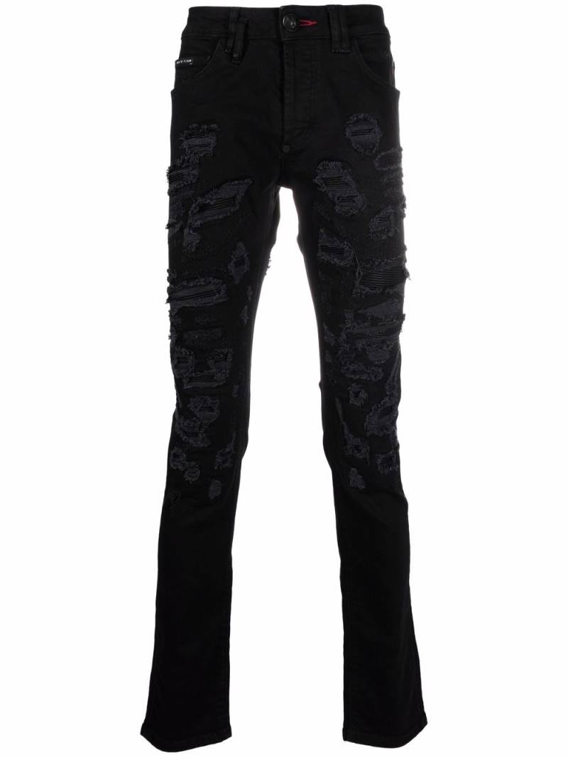 Philipp Plein super-straight destroyed jeans - Black von Philipp Plein