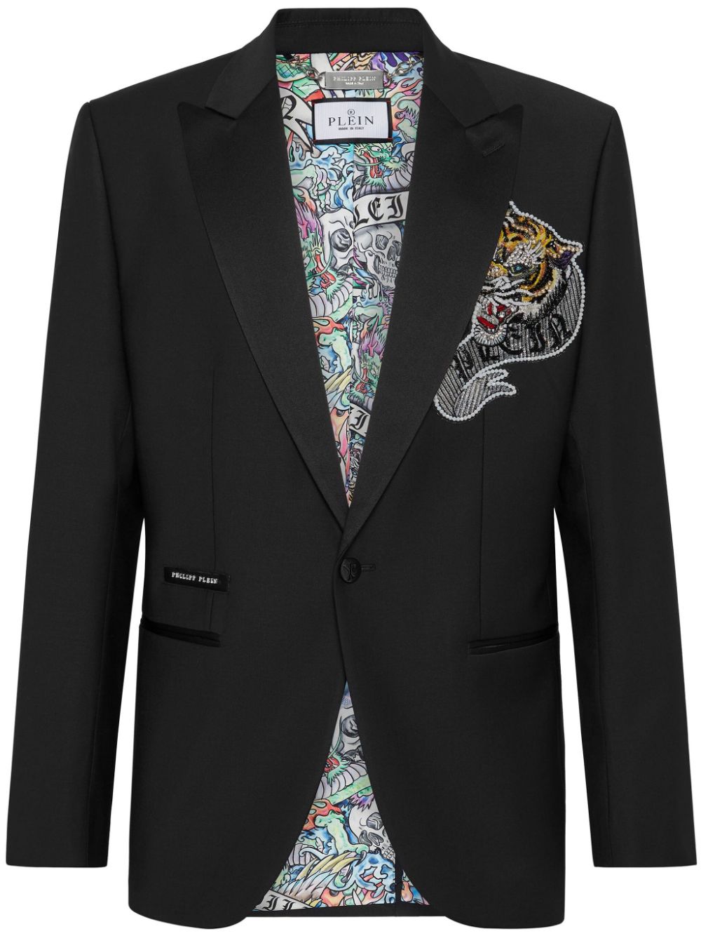 Philipp Plein tattoo-appliqué single-breasted blazer - Black von Philipp Plein