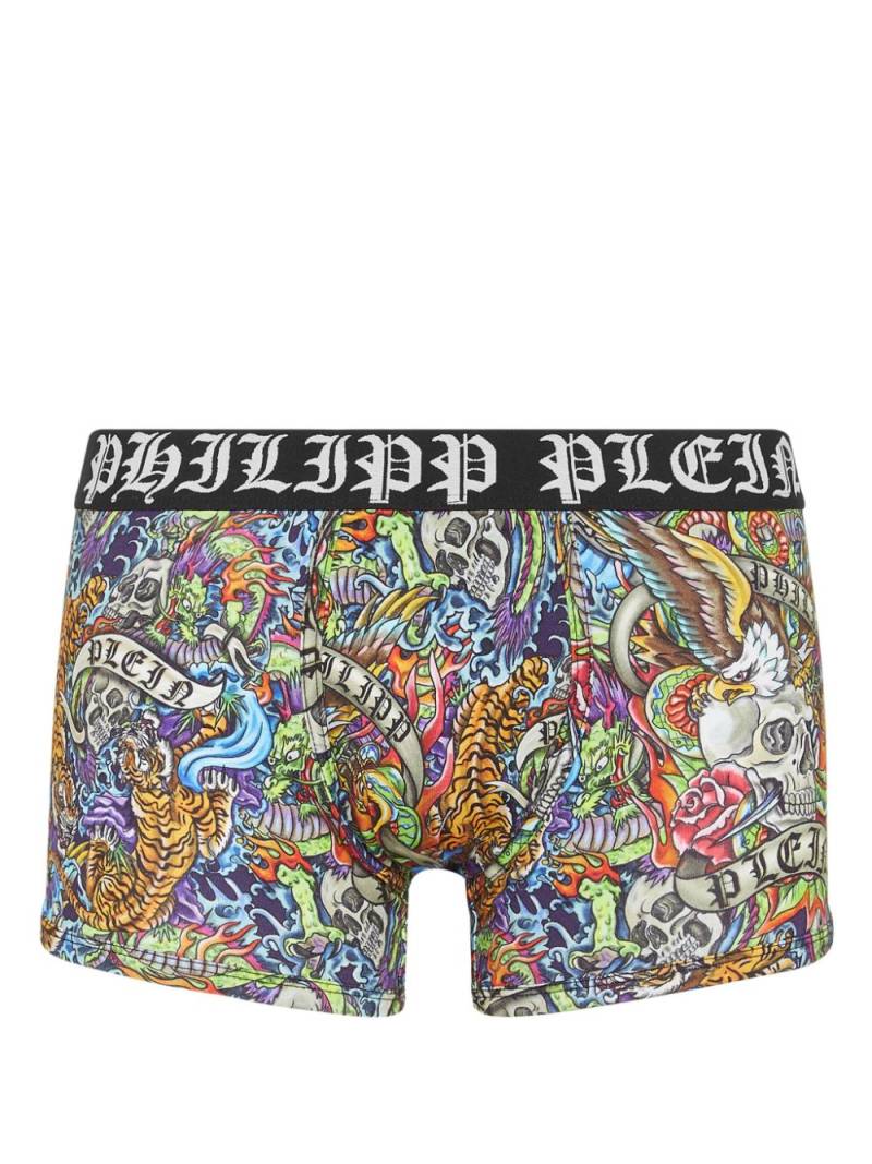 Philipp Plein tattoo-print boxers - Green von Philipp Plein